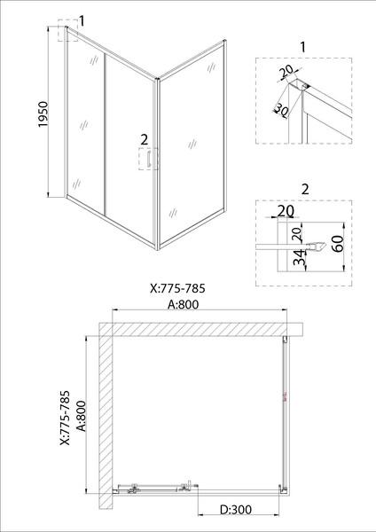 Душевой уголок Niagara NG-62-8A-A80 80x80x195