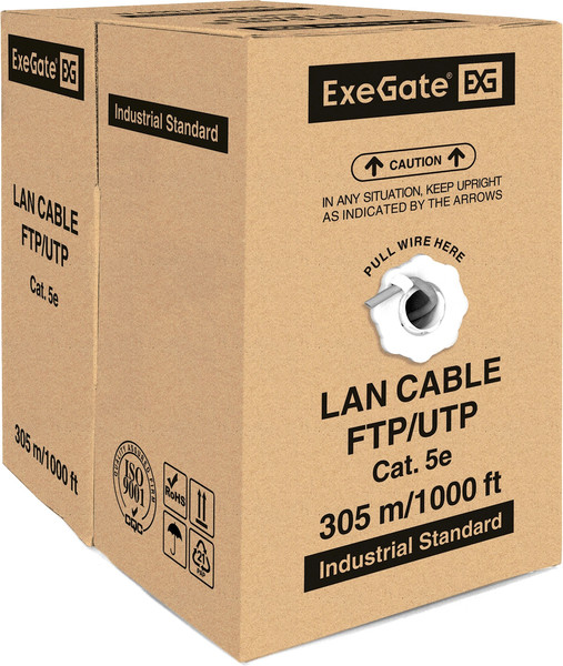 Кабель ExeGate FUTP4-C5e-CCA-S24-IN-PVC-GY-305 / EX190970RUS - фото