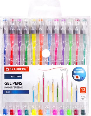 Набор гелевых ручек Brauberg Extra. Неон / 143912 - фото