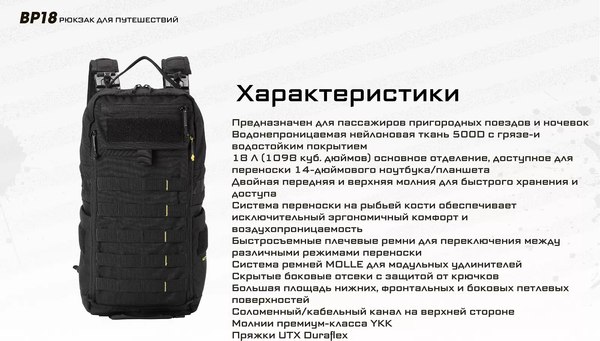 Рюкзак туристический Nitecore S-BP18