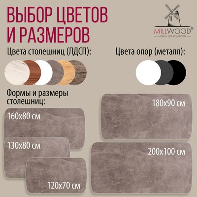 Обеденный стол Millwood Лофт Мюнхен Л 160x80x75
