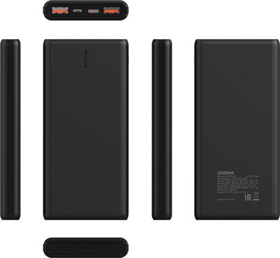 Портативное зарядное устройство Digma DGPF10C 10000mAh / DGPF10C22PBK