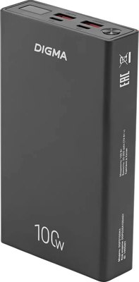 Портативное зарядное устройство Digma DGPD100WA 20000mAh / DGPD20A100ABK - фото