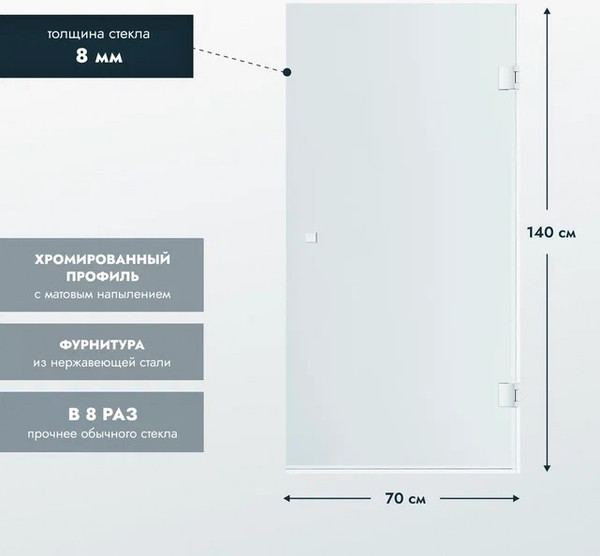 Стеклянная шторка для ванны Benetto BEN-404-SL-C