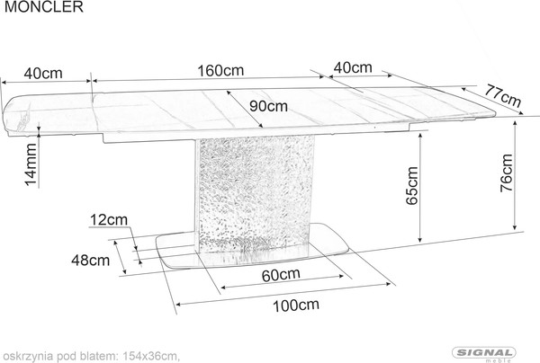 Обеденный стол Signal Moncler Ceramic Sahara Noir 160-240x90