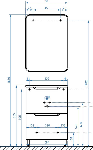 Тумба под умывальник Belux Ганновер Н 60-02