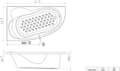 Ванна акриловая Triton Кайли 150x100 R Экстра Люкс Турбо Flat