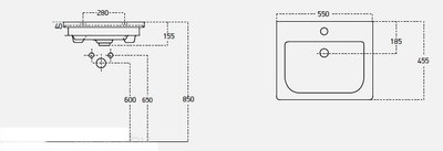 Тумба с умывальником Гамма Р23оФ8-У55 Софт-13055 со столешницей