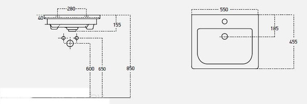 Тумба с умывальником Гамма Р23оФ8-У55 Софт-13055 со столешницей