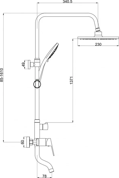 Душевая система со смесителем Gross Aqua Base GA9006SMD011
