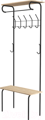 Секция в прихожую Sheffilton SHT-HW1 / 939743 (черный муар/дуб беленый) - фото