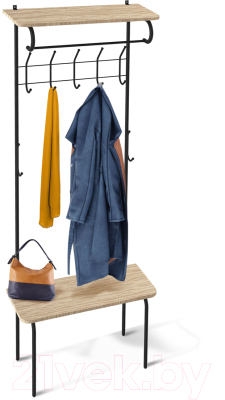 Секция в прихожую Sheffilton SHT-HW1 / 939743 (черный муар/дуб беленый)