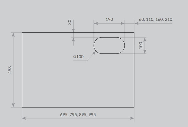 Столешница для тумбы в ванную ЗОВ 13 / CKP13W695458C1MS