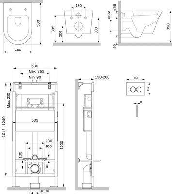 Унитаз подвесной с инсталляцией AM.PM Master Fit / IS100151.741701