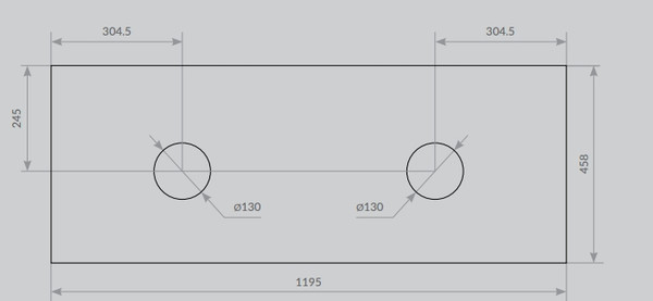 Столешница для тумбы в ванную ЗОВ 13 / CKP13W1195458C2C