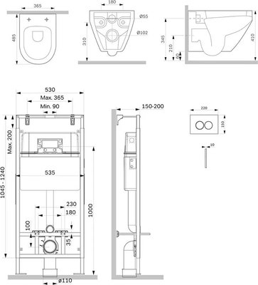 Унитаз подвесной с инсталляцией AM.PM Master Fit / IS100138.701700