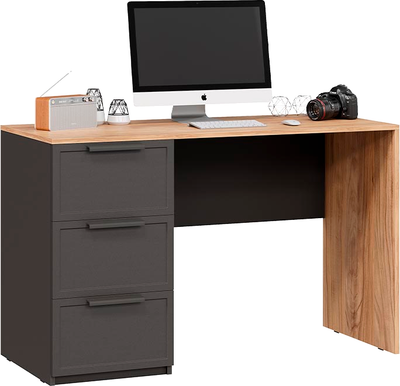 Письменный стол ТриЯ Стелла тип 1 (серый вулкан/фон серый/яблоня беллуно) - фото