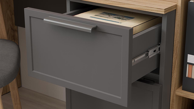 Письменный стол ТриЯ Стелла тип 1 (серый вулкан/фон серый/яблоня беллуно)