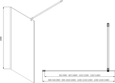 Душевая стенка Aquatek 120x200 / AQ WIW 12020CH