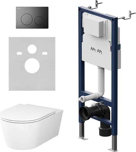 Унитаз подвесной с инсталляцией AM.PM Prime Fit IS90138.8F1701 - фото