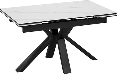 Обеденный стол ТриЯ Дерби Тип 1 (черный муар/керамика матовая белый мрамор) - фото