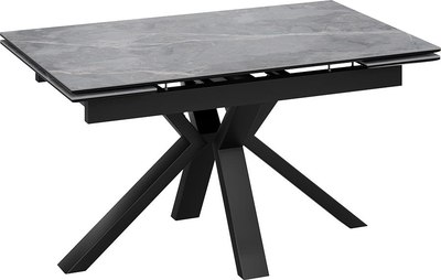 Обеденный стол ТриЯ Дерби Тип 1 (черный муар/керамика матовая серый мрамор) - фото