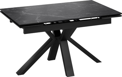 Обеденный стол ТриЯ Дерби Тип 1 (черный муар/керамика матовая черный мрамор) - фото