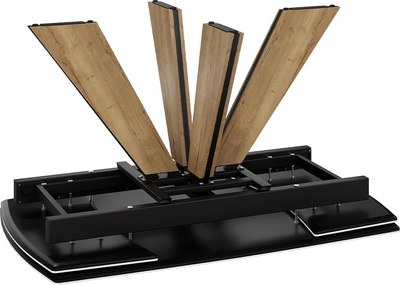 Обеденный стол ТриЯ Палмер Тип 1 (черный муар/дуб галифакс нат/керамика матовая белый мрамор)