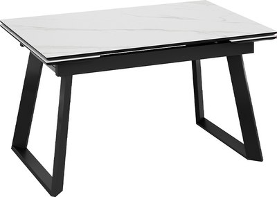 Обеденный стол ТриЯ Стоун Тип 1 (черный муар/керамика матовая белый мрамор) - фото