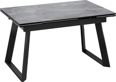 Обеденный стол ТриЯ Стоун Тип 1 (черный муар/керамика матовая серый мрамор) - фото