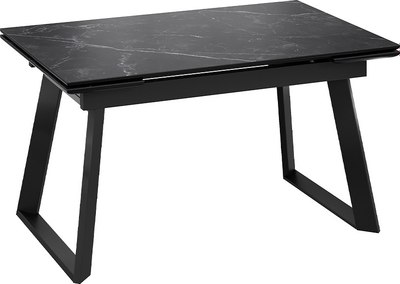 Обеденный стол ТриЯ Стоун Тип 1 (черный муар/керамика матовая черный мрамор) - фото