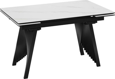 Обеденный стол ТриЯ Шелдон Тип 1 (черный муар/керамика матовая белый мрамор) - фото