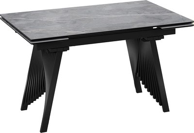 Обеденный стол ТриЯ Шелдон Тип 1 (черный муар/керамика матовая серый мрамор) - фото