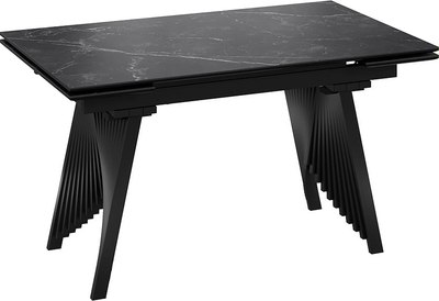 Обеденный стол ТриЯ Шелдон Тип 1 (черный муар/керамика матовая черный мрамор) - фото