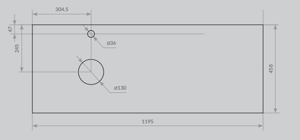 Столешница для тумбы в ванную ЗОВ 13 / CKP13H1195458C2S