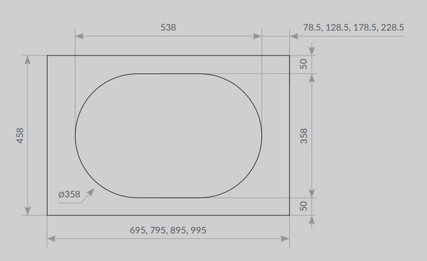 Столешница для тумбы в ванную ЗОВ 13 / CKP13H995458C1BC