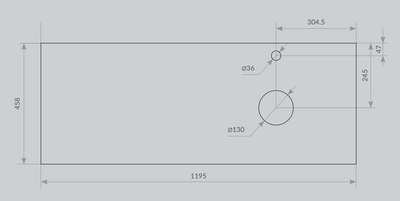 Столешница для ванной ЗОВ HPL 38 / CHPL38T1195458C2R