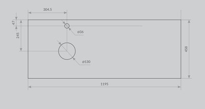 Столешница для ванной ЗОВ HPL 38 / CHPL38T1195458C2L
