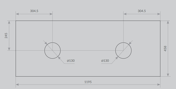 Столешница для тумбы в ванную ЗОВ HPL 38 / CHPL38T1195458C2C