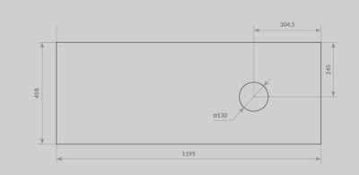 Столешница для ванной ЗОВ HPL 38 / CHPL38T1195458C1R