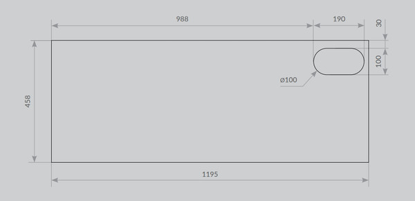 Столешница для тумбы в ванную ЗОВ HPL 38 / CHPL38T1195458C1ME