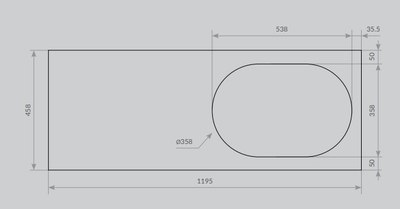 Столешница для ванной ЗОВ HPL 38 / CHPL38T1195458C1BR