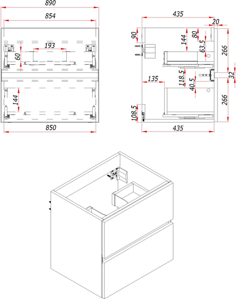 Тумба с умывальником ЗОВ Лира 90 / L90MW0MWGVA-OL90