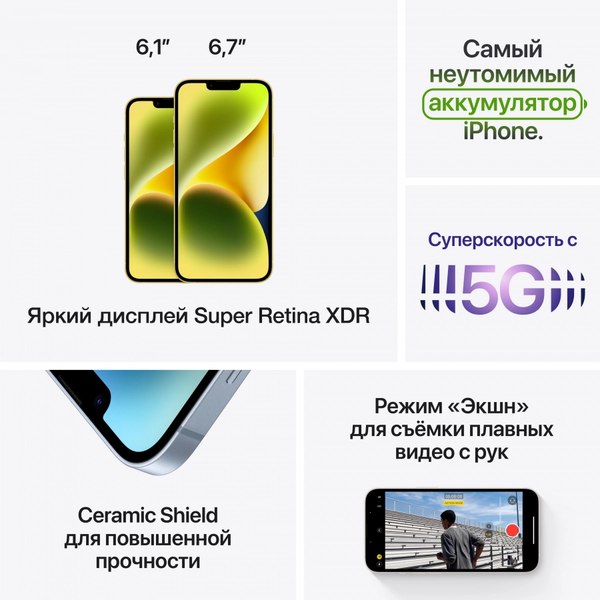 Смартфон восстановленный Apple iPhone 14 256GB Flip Грейд A