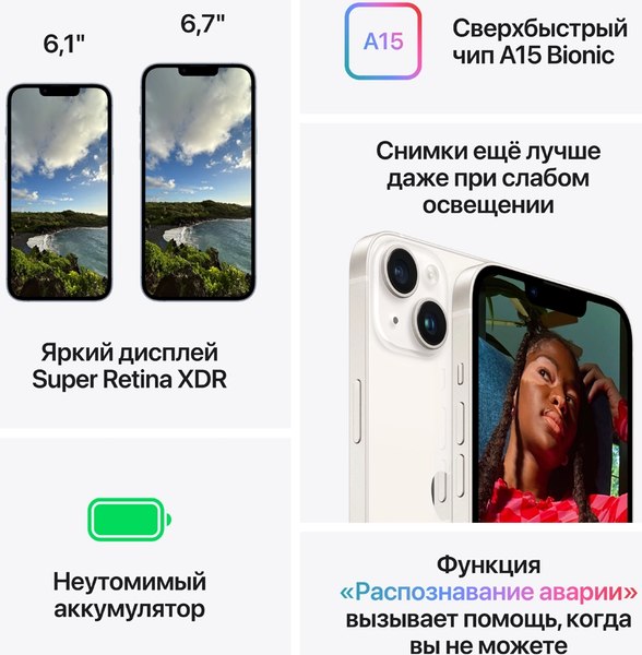 Смартфон восстановленный Apple iPhone 14 256GB Flip Грейд A