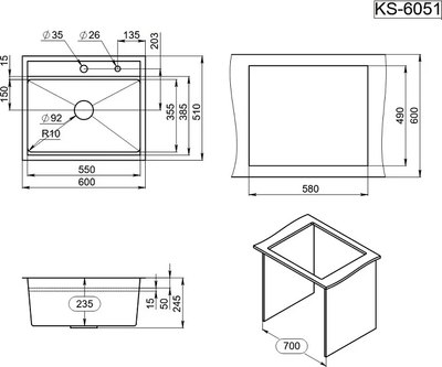 Мойка кухонная GRANULA KS-6051