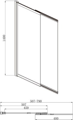 Стеклянная шторка для ванны Adema 80x140 NFA-612