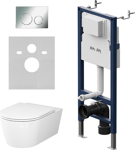 Унитаз подвесной с инсталляцией AM.PM Prime Fit / IS90151.8F1701 - фото