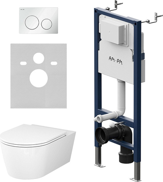 Унитаз подвесной с инсталляцией AM.PM Prime Fit / IS90101.8F1701 - фото