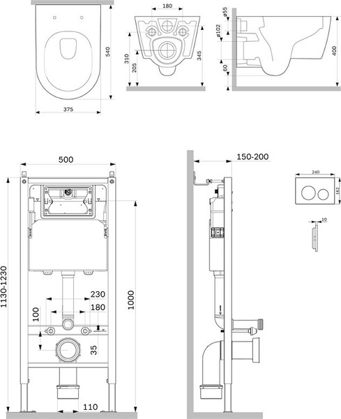 Унитаз подвесной с инсталляцией AM.PM Prime Fit / IS90101.8F1701